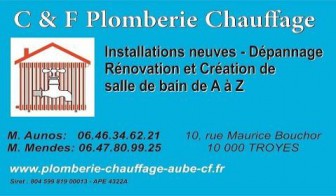 SARL C & F Plomberie, Professionnel de la salle de bain dans l'Aube